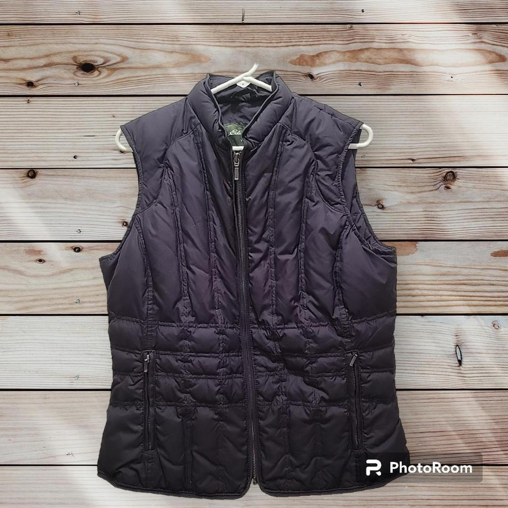 Eddie Bauer Full Zip Down Puffer Vest Purple Outdoor Hiking Women's L